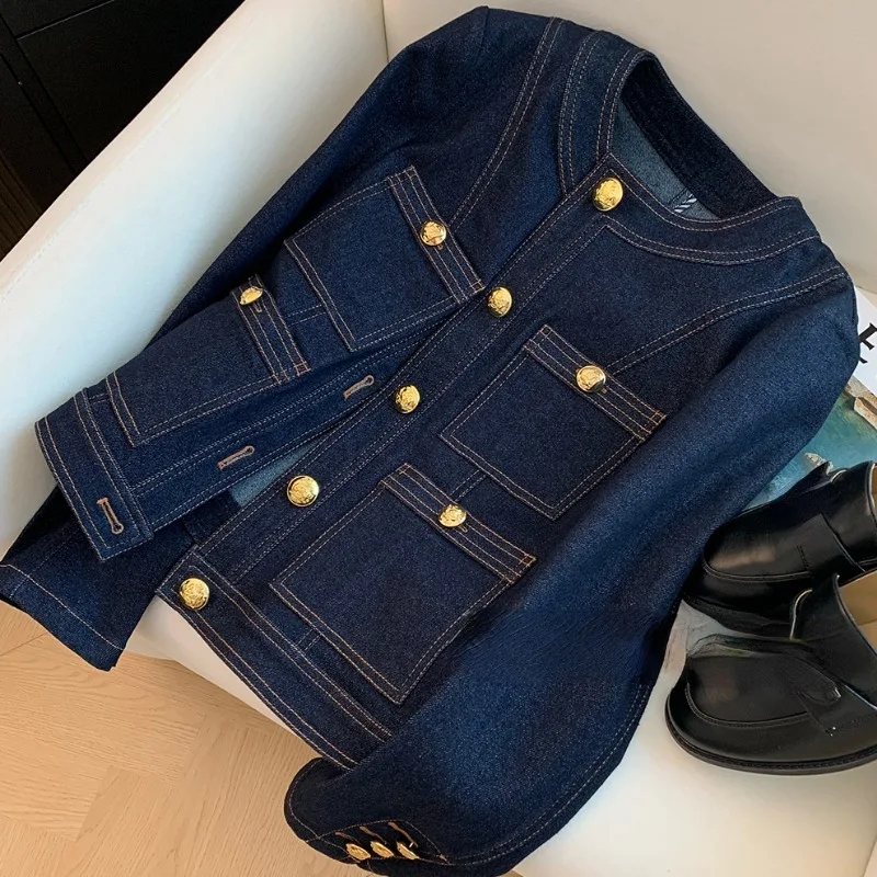 Vintage Fashion Korea - Jaket Denim Kasual Gaya Korea Wanita