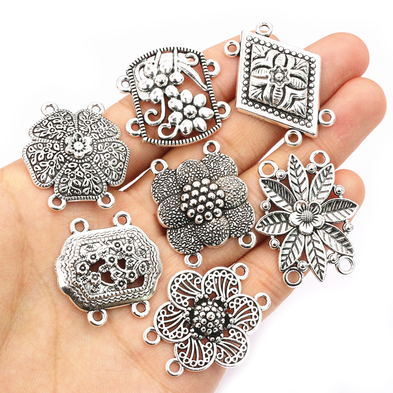 Vintage Fashion Jewelry Necklaces - 10 Buah Antik Warna Perak Antik