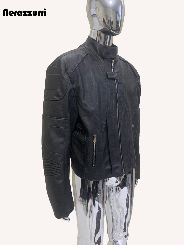 Vintage Fashion Runway - Nerazzurri Jaket Kulit PU Hitam Pendek