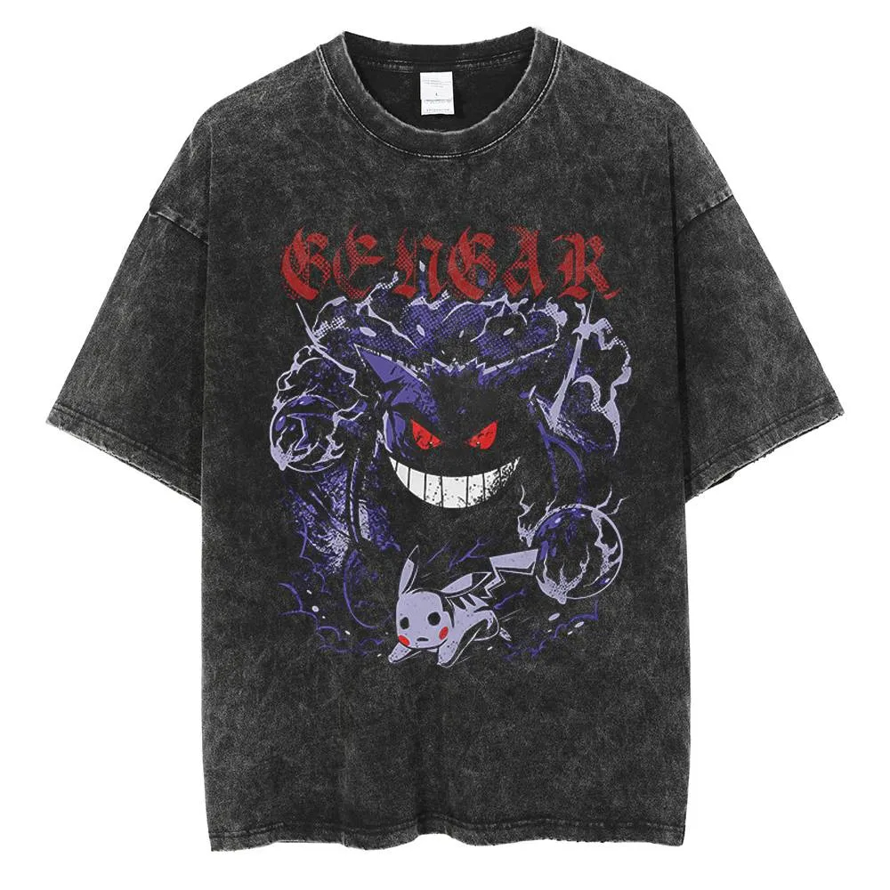 Vintage Fashion In Japan - Kaos Anime Pokémon Gengar dan Pikachu,