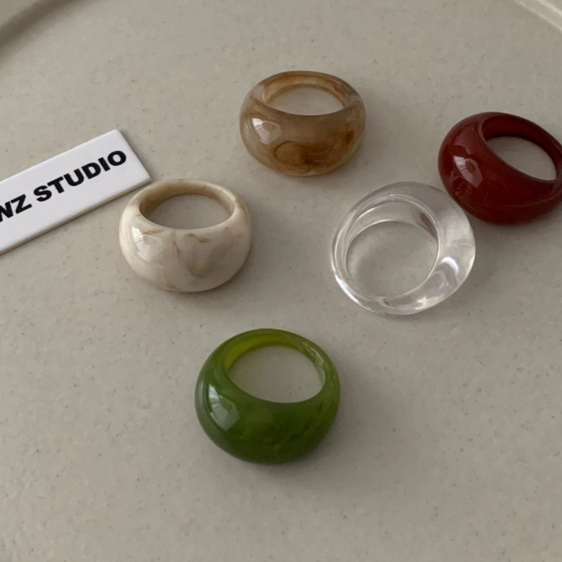 Vintage Fashion Korea - Cincin Lebar Resin Transparan Vintage Korea,