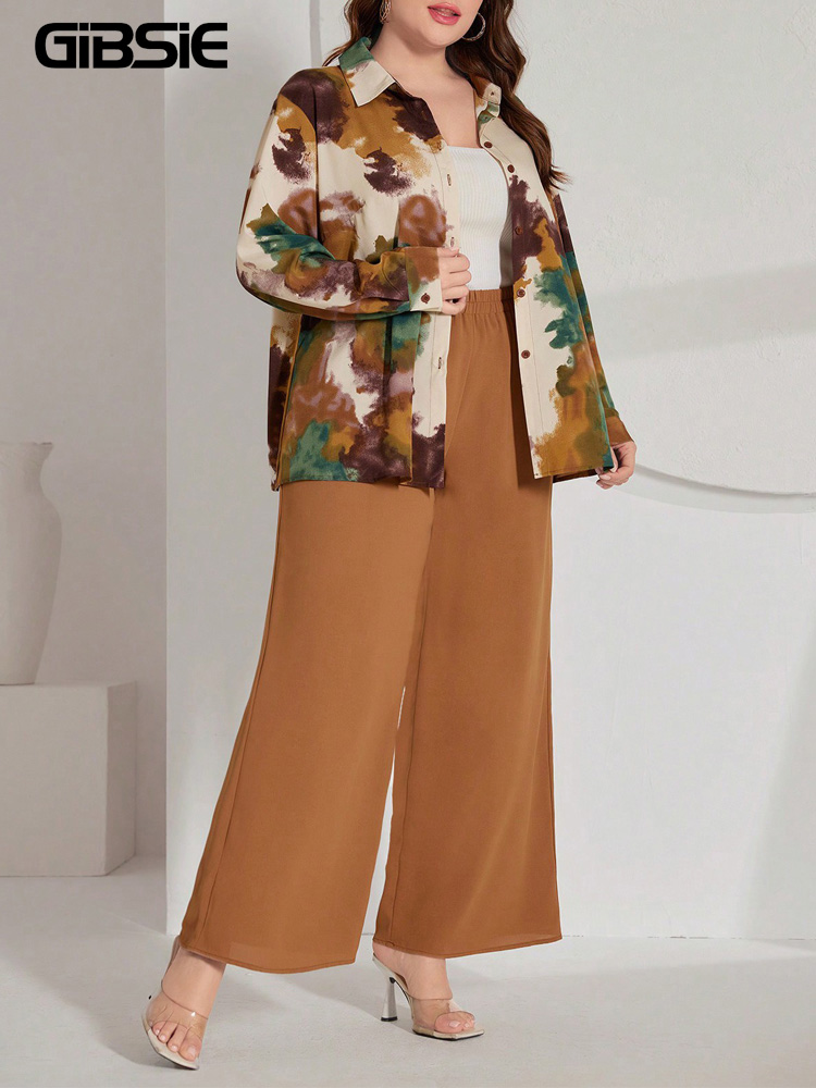 Tie Dye Shirt Vintage - GIBSIE Set Celana Wanita Ukuran Besar