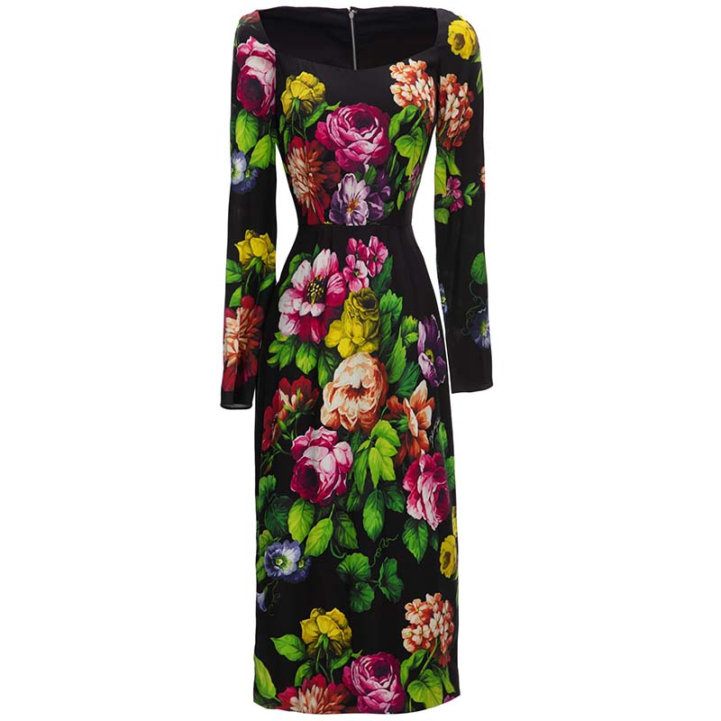 Vintage Fashion Runway - Gaun lengan panjang wanita musim gugur