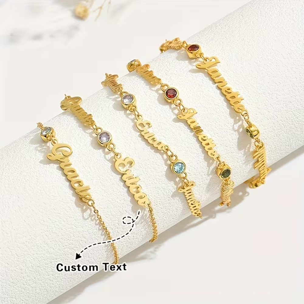 Vintage Fashion Meaning - Gelang Batu Kelahiran dengan Nama Kustom,