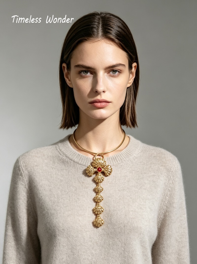 Vintage Fashion Runway - Kalung Kaca Motif Bunga Retro yang