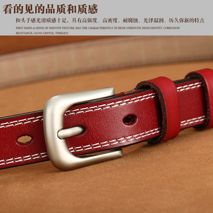 Vintage Fashion Korea - Sabuk kulit asli Vintage wanita, gesper
