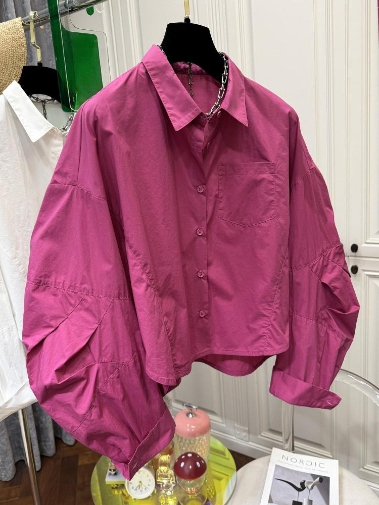 Vintage Fashion In Japan - Kemeja Wanita Single Breasted Lengan Puff