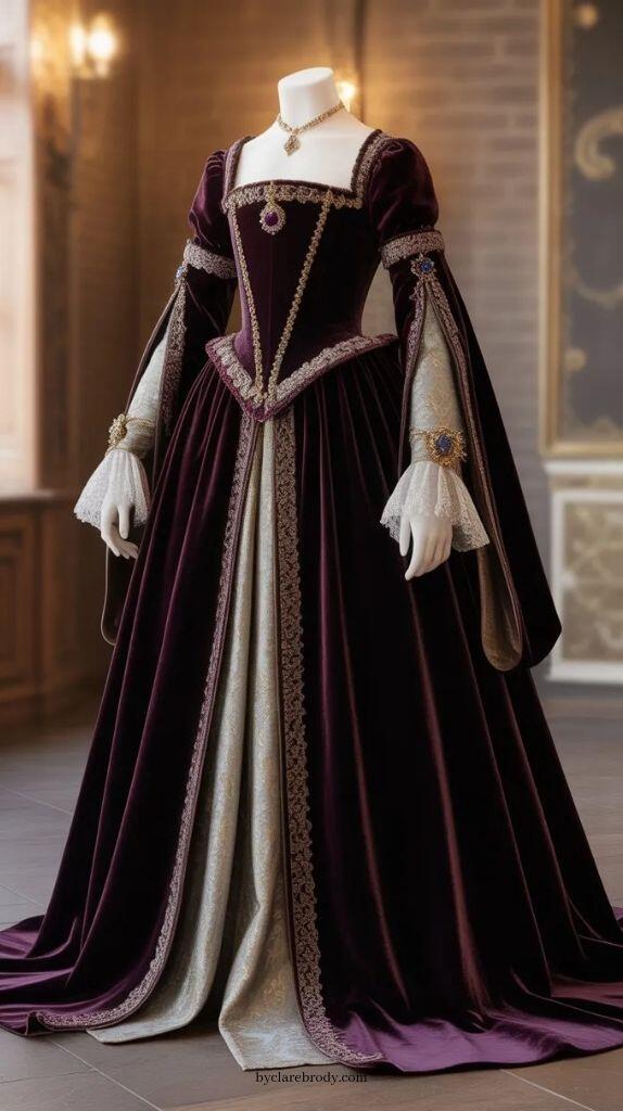 Vintage Fashion Dresses - Gaun Prom Ungu Duchess Vintage Kostum
