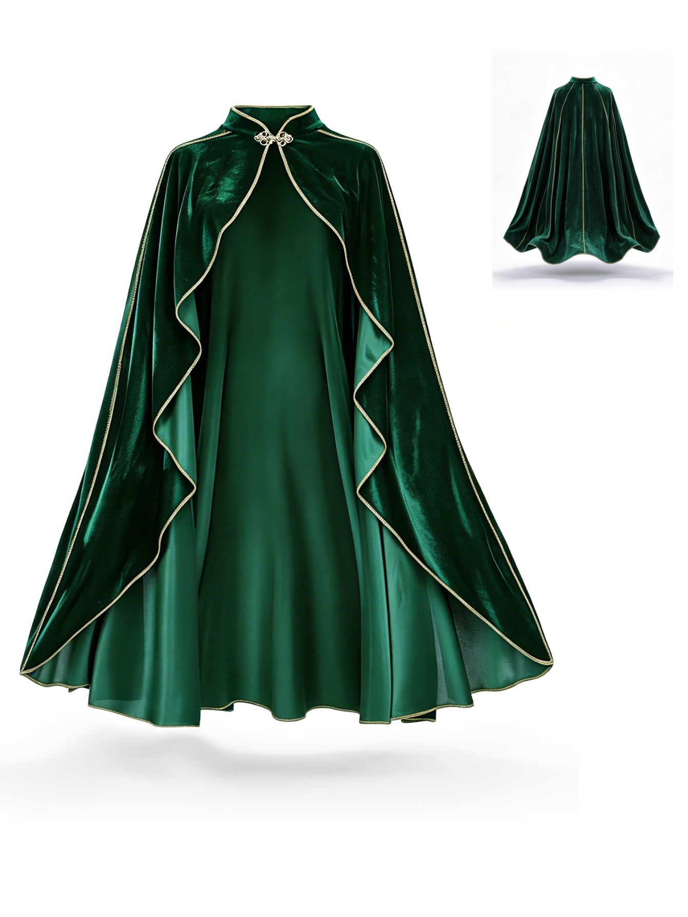Vintage Fashion Dresses - Jubah Beludru Hijau Vintage Wanita dengan
