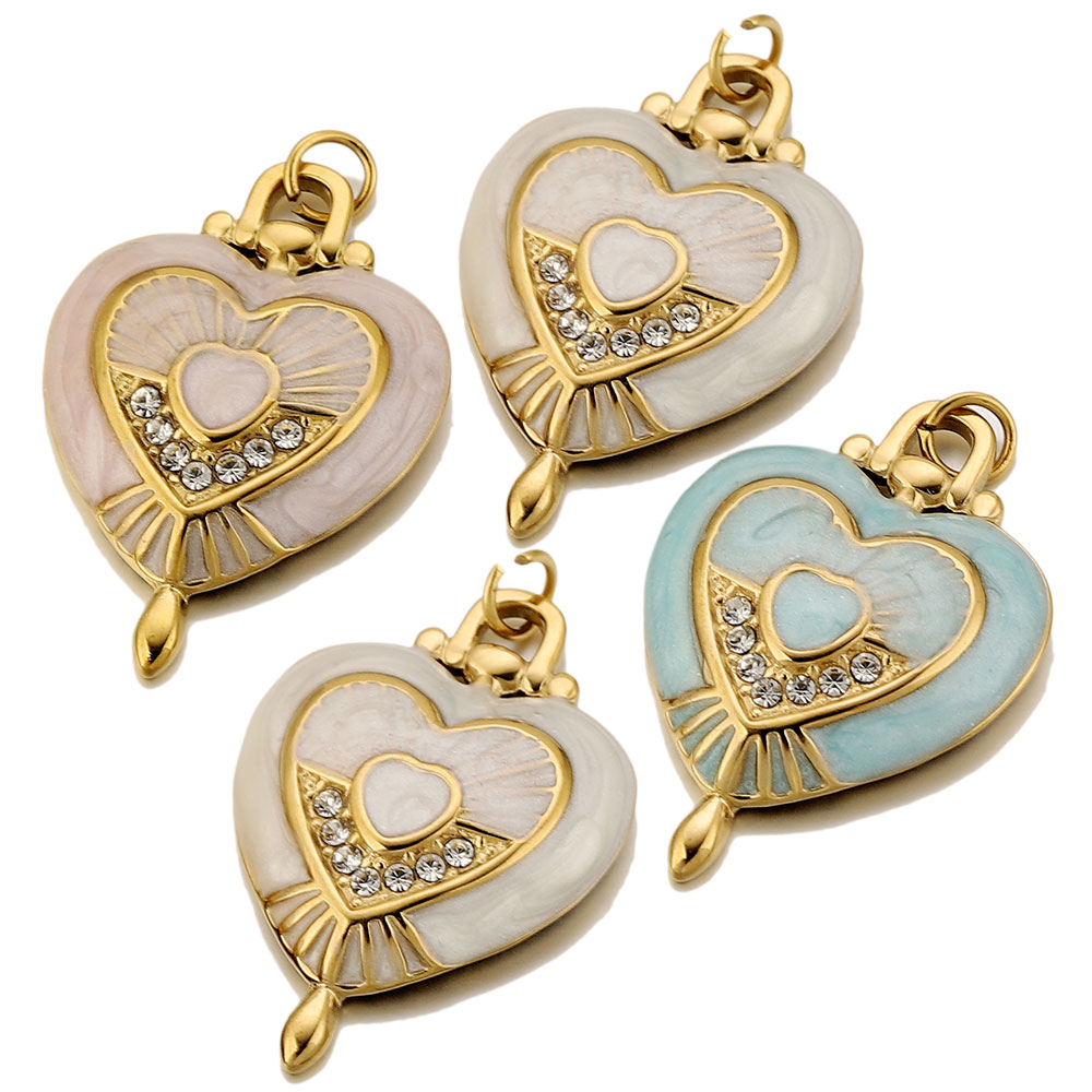 Vintage Fashion Jewelry Necklaces - 3 buah liontin hati vintage berbahan