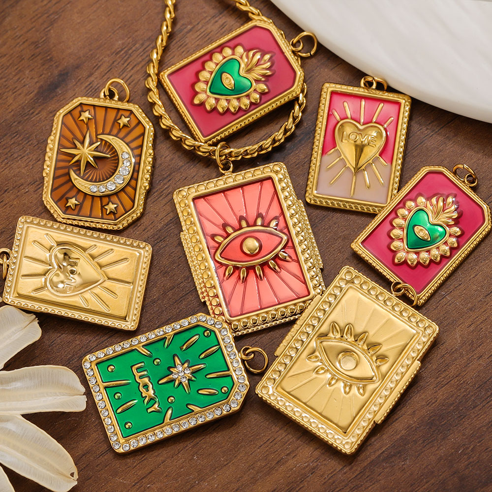 Vintage Fashion Jewelry Necklaces - 2 buah liontin kalung kartu tarot