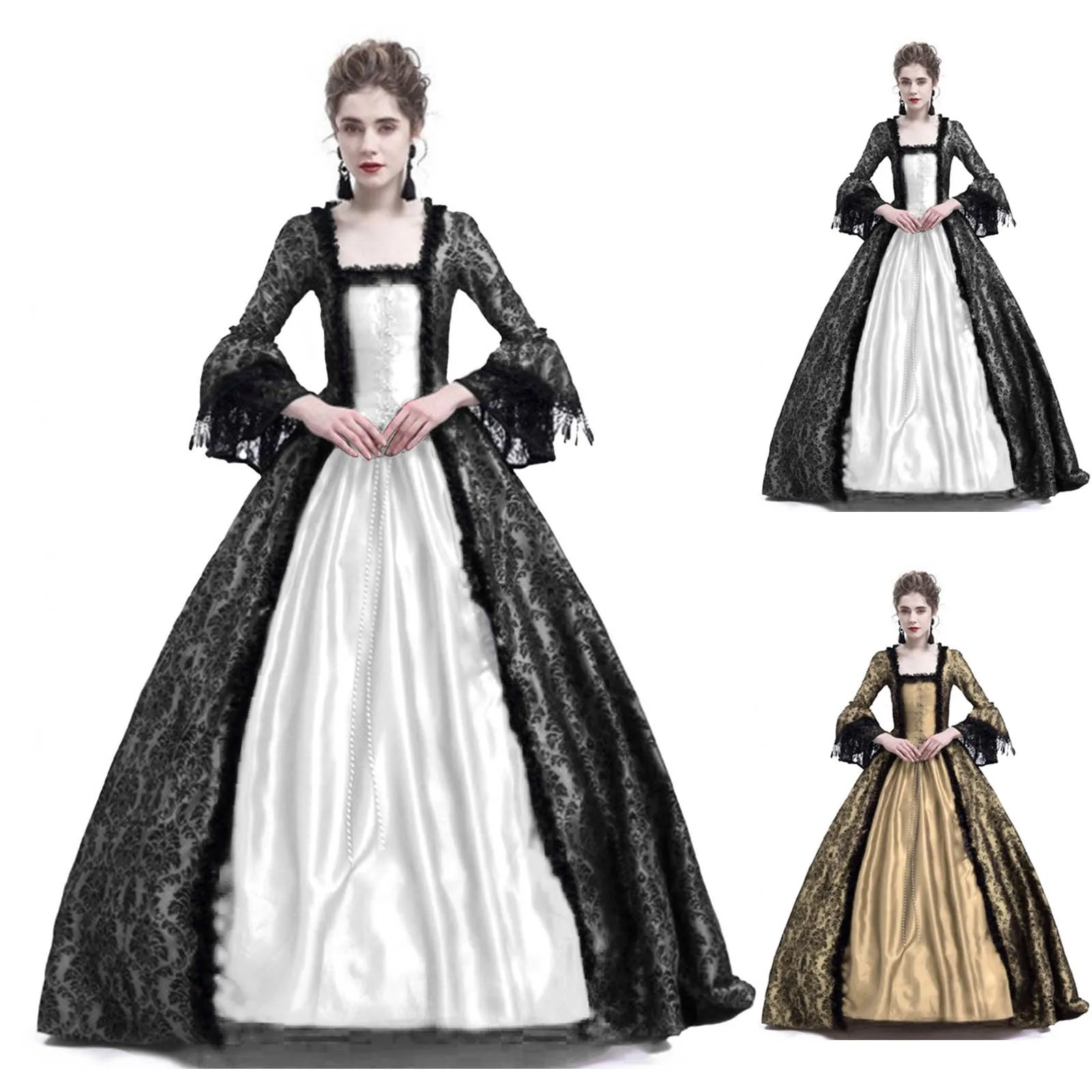 Vintage Fashion Dresses - Kostum Halloween Cosplay Palace Wanita Gaun