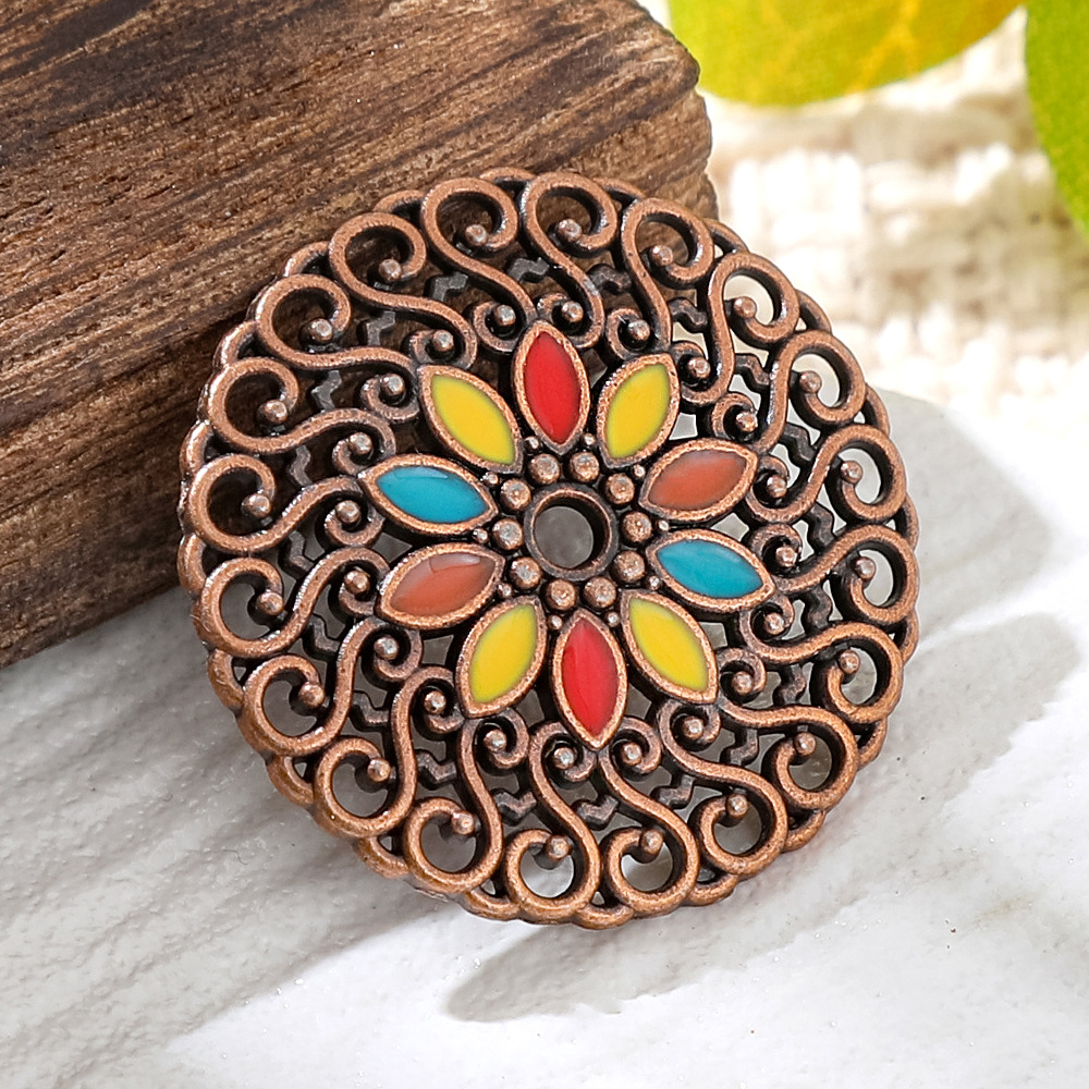 Vintage Fashion Jewelry Necklaces - Liontin Bulat Enamel Tembaga Perunggu Antik