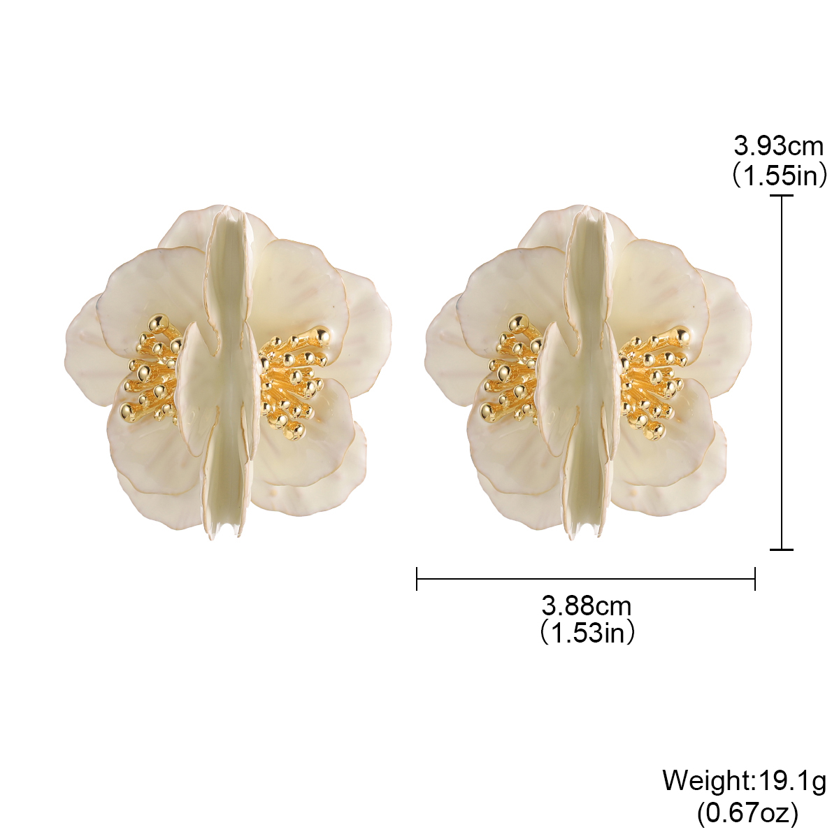 Anting-anting Stud Bunga Putih - Vintage Fashion Runway ulasan dan harga
