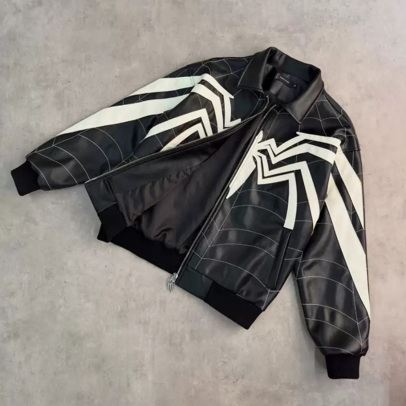 Jaket Kulit PU Gothic Spiderwe - Vintage Fashion Tv ulasan dan harga