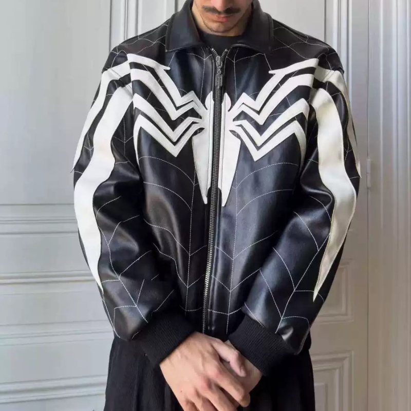 Jaket Kulit PU Gothic Spiderwe - Vintage Fashion Tv ulasan dan harga