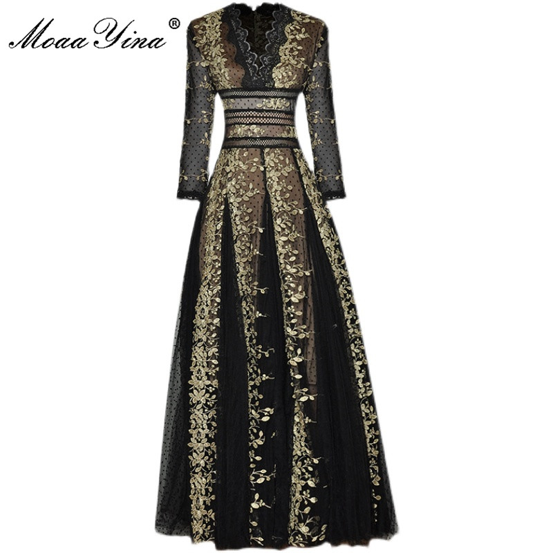 MoaaYina Gaun Pesta Musim Gugu - Vintage Fashion Runway ulasan dan harga