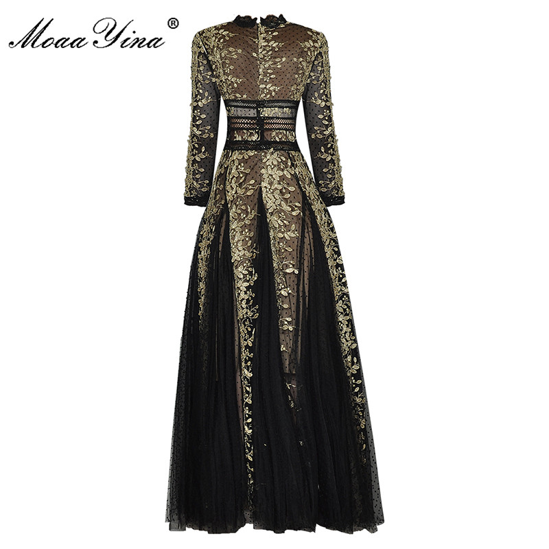 MoaaYina Gaun Pesta Musim Gugu - Vintage Fashion Runway ulasan dan harga