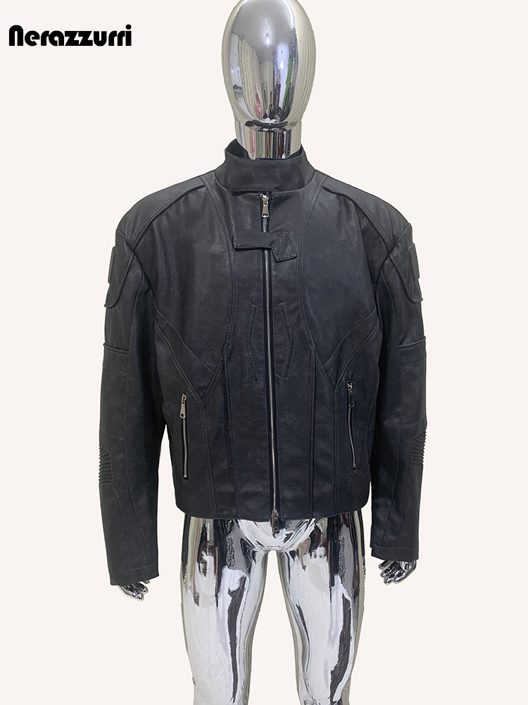 Nerazzurri Jaket Kulit PU Hita - Vintage Fashion Runway ulasan dan harga