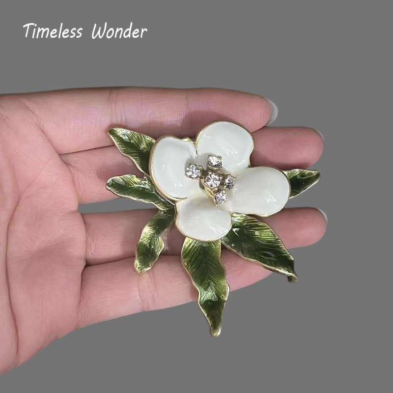 Bros Pin Bunga Zirkon Enamel R - Vintage Fashion Runway ulasan dan harga