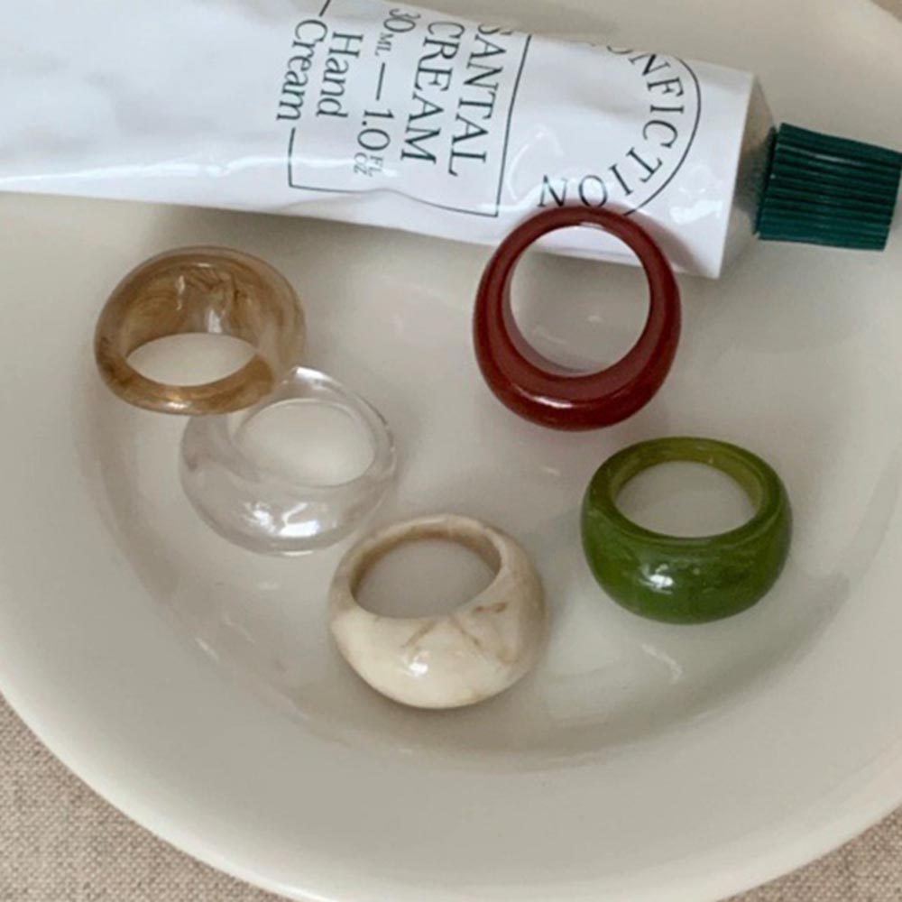 Cincin Lebar Resin Transparan  - Vintage Fashion Korea ulasan dan harga