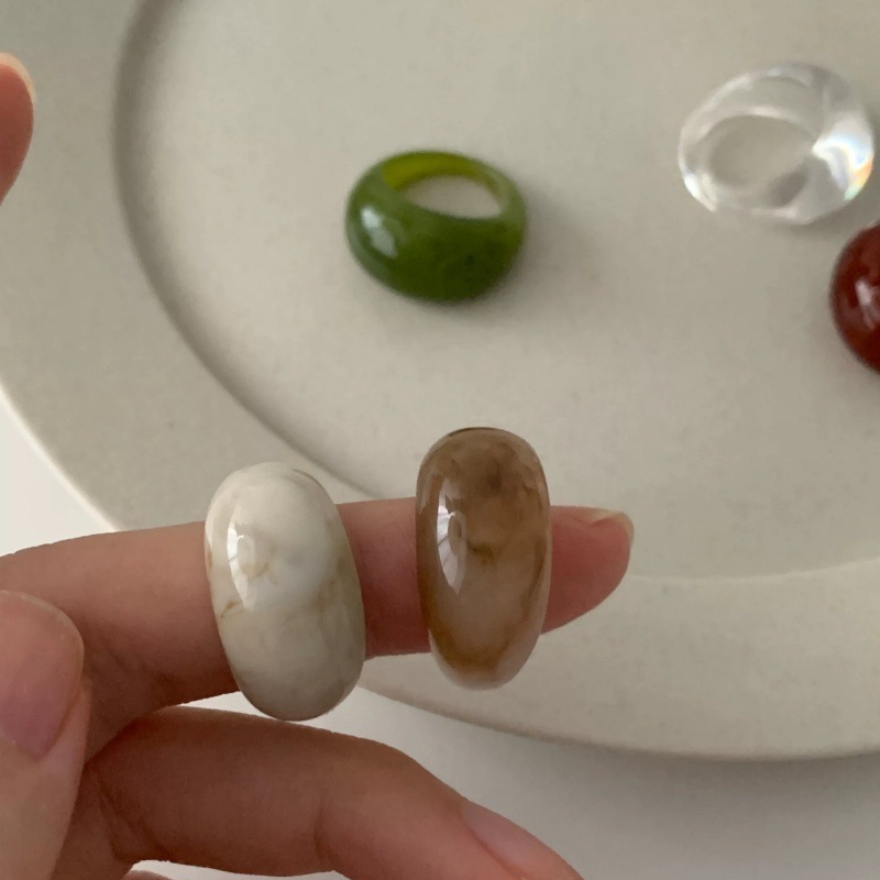 Cincin Lebar Resin Transparan  - Vintage Fashion Korea ulasan dan harga