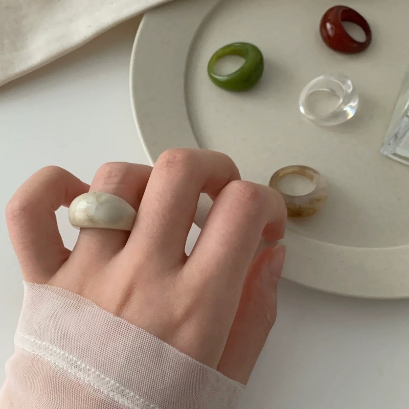 Cincin Lebar Resin Transparan  - Vintage Fashion Korea ulasan dan harga
