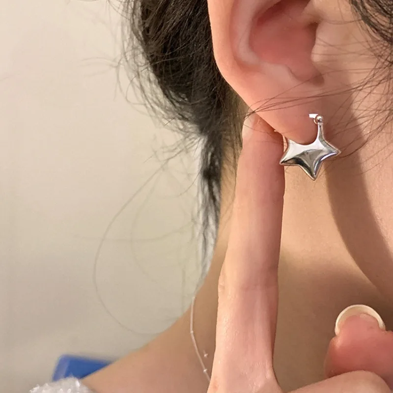 Anting-anting Hoop Pentagram k - Vintage Fashion Korea ulasan dan harga