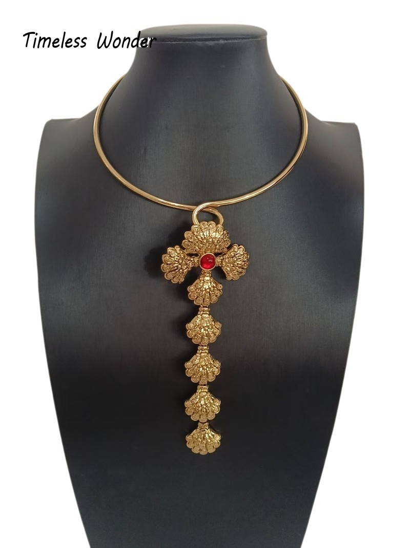 Kalung Kaca Motif Bunga Retro  - Vintage Fashion Runway ulasan dan harga