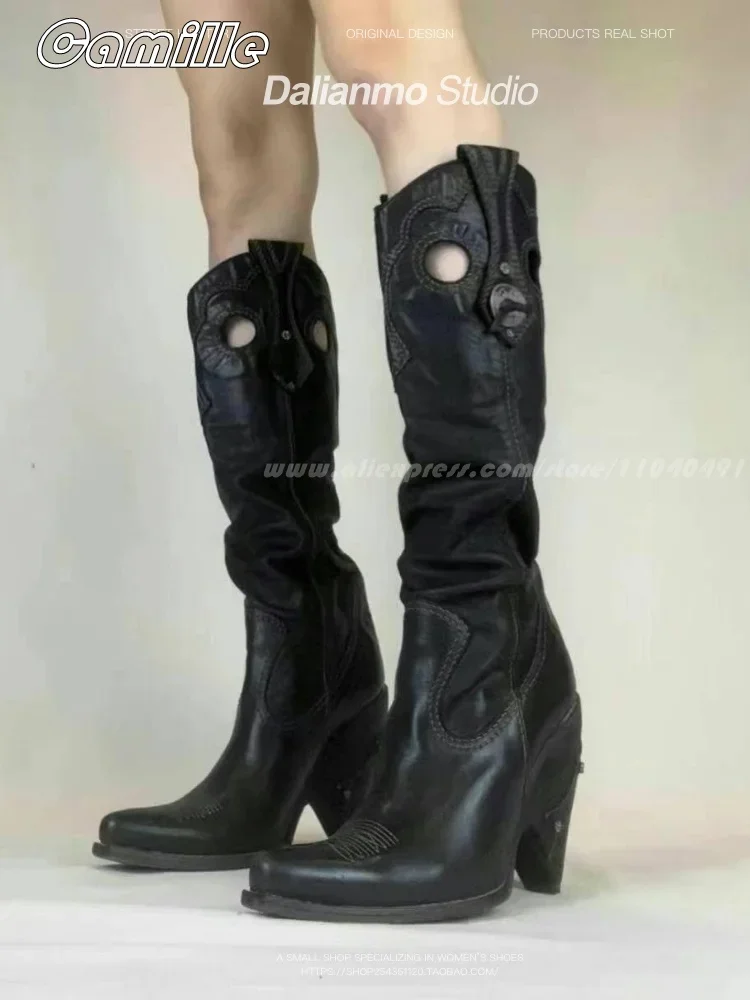 Sepatu bot kulit jari persegi  - Vintage Fashion In 2025 ulasan dan harga