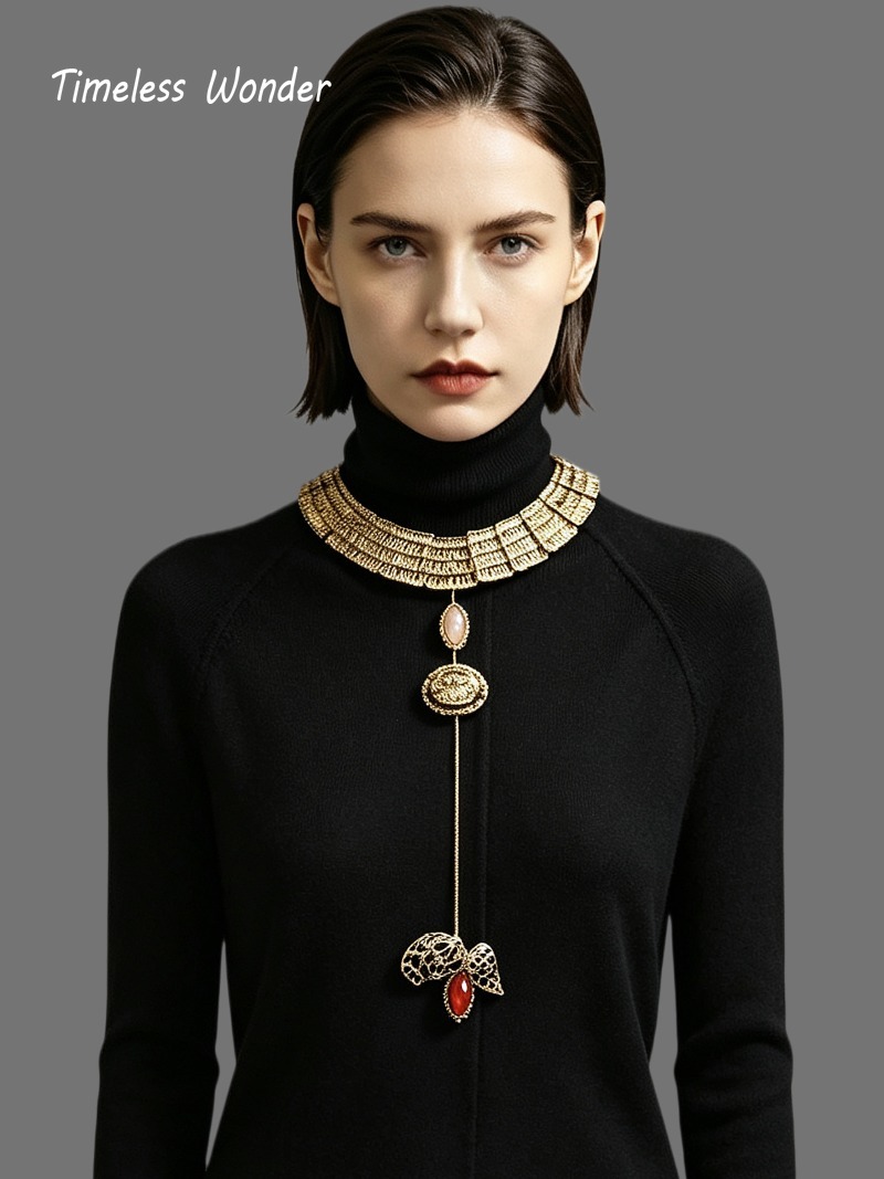 Kalung Rumbai Kaca Geo Mewah y - Vintage Fashion Runway ulasan dan harga