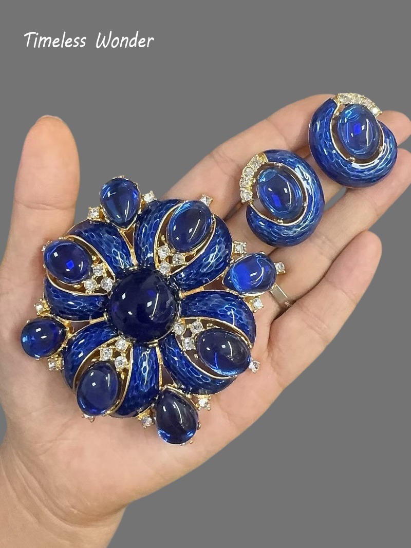 Bros Pin Kaca Geometris Zirkon - Vintage Fashion Runway ulasan dan harga